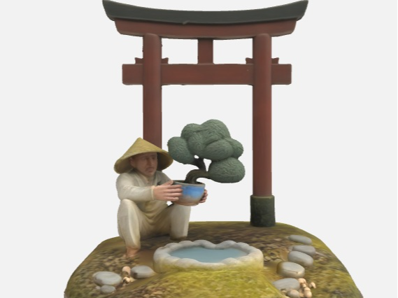 Tranquil Zen Garden Diorama  Bonsai Miniature