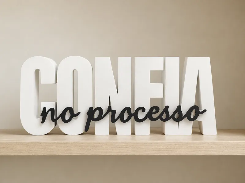 Letreiro CONFIA NO PROCESSO