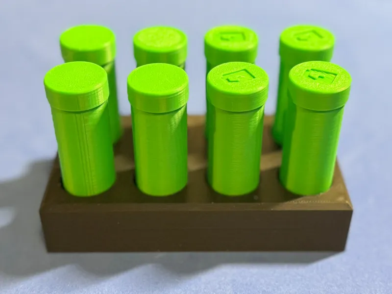 18650 Tube Holders with Caps (x8) and Stand
