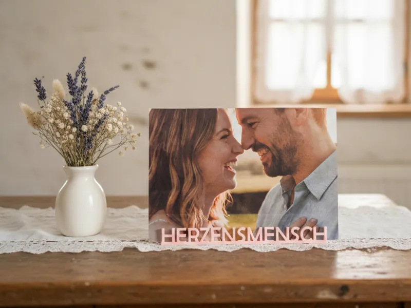 Minimalist "Herzensmensch" Photo & Card Holder