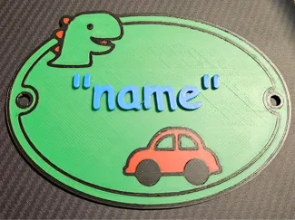 Personalized Kid's Bag Tag – Dinosaur & Car Theme