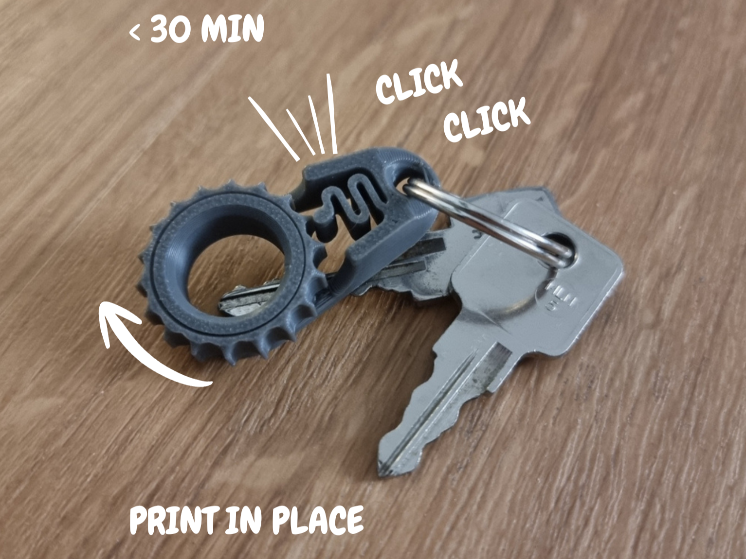 Print-in-Place Click Keychain Fidget