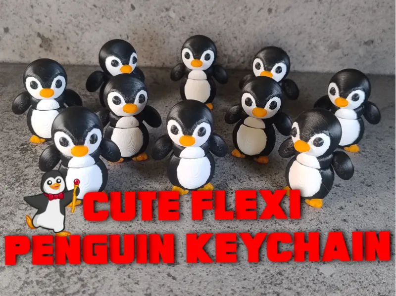 Cute Flexi Penguin keychain