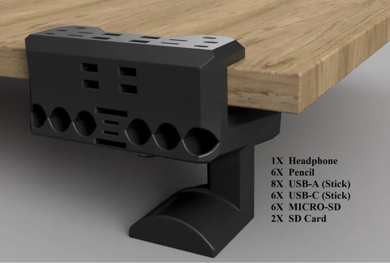 Desk Side Organizer + integrated Headphone Hanger