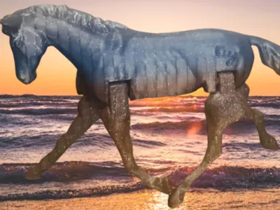 Trotting Horse Print in Place Articulated