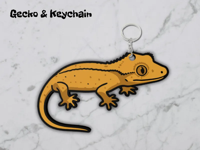 Gecko & Keychain – double-sided keychain