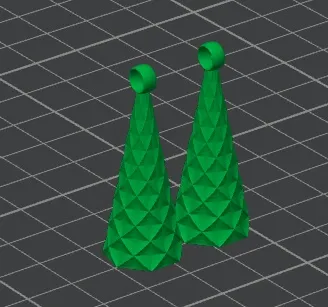 Christbaum Ohrringe 3D Eve view 2