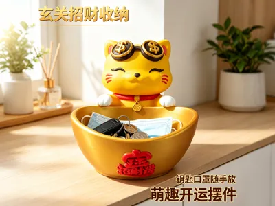 Cute Lucky Cat Entryway Organizer