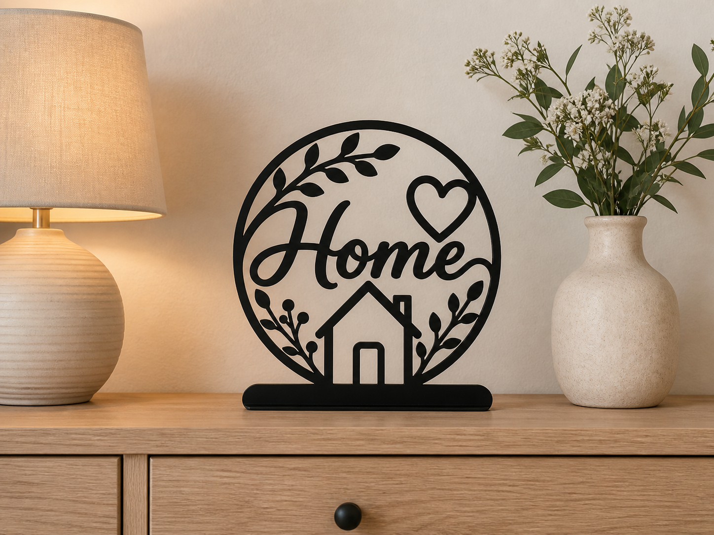 Home Dekoaufsteller mit Haus & Herz