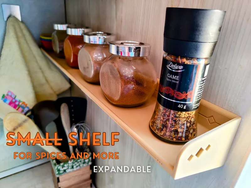 Small expandable shelf for spices and more