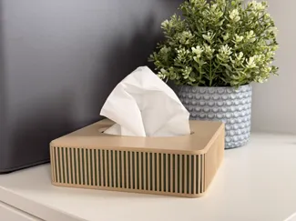 Modern Slatted Two-Tone Tissue Box Cover