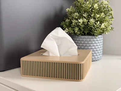 Modern Slatted Two-Tone Tissue Box Cover