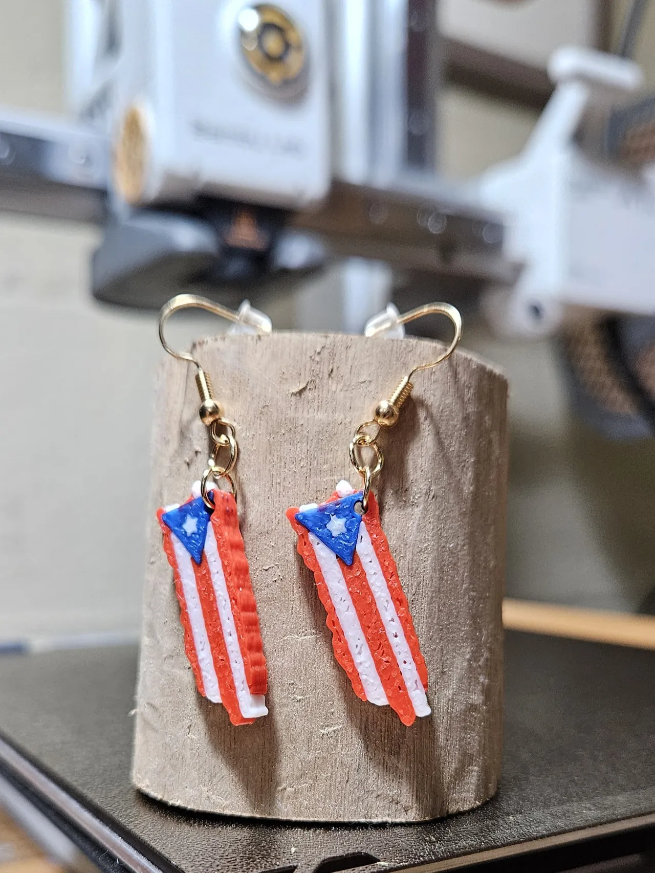 Puerto Rican Flag Earrings view 2
