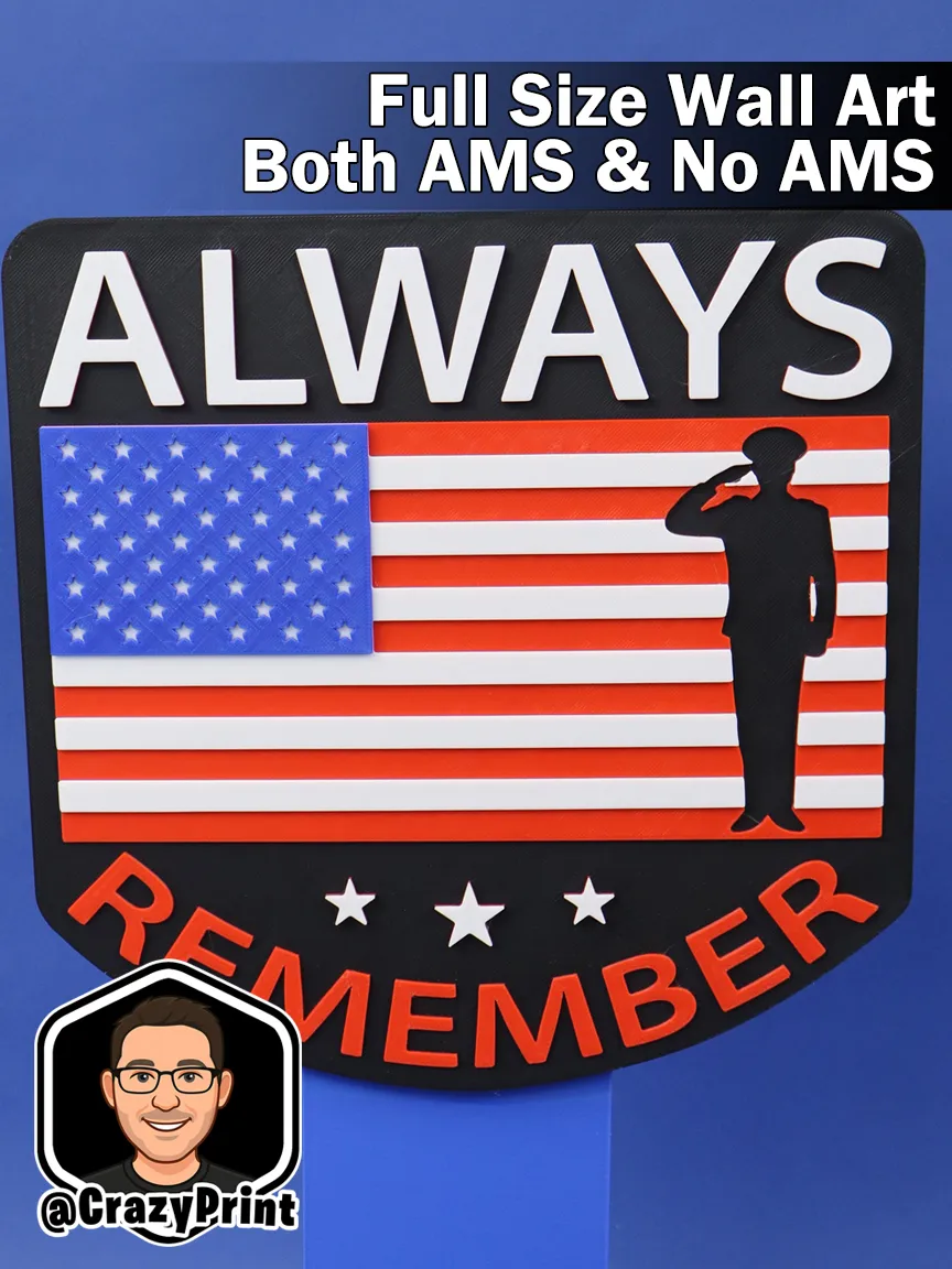 Always Remember -Memorial Wall Art / Sign - No AMS - Free 3D Print ...