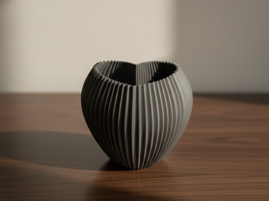 Heart Shaped Ribbed Vase Duo