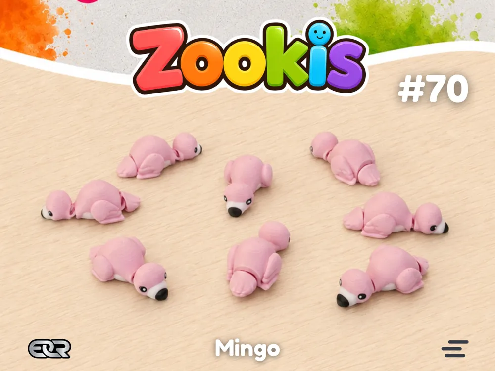 Modelo para impresión 3D: Zookis - Mingo (flamingo) #70. Referencia del modelo original.