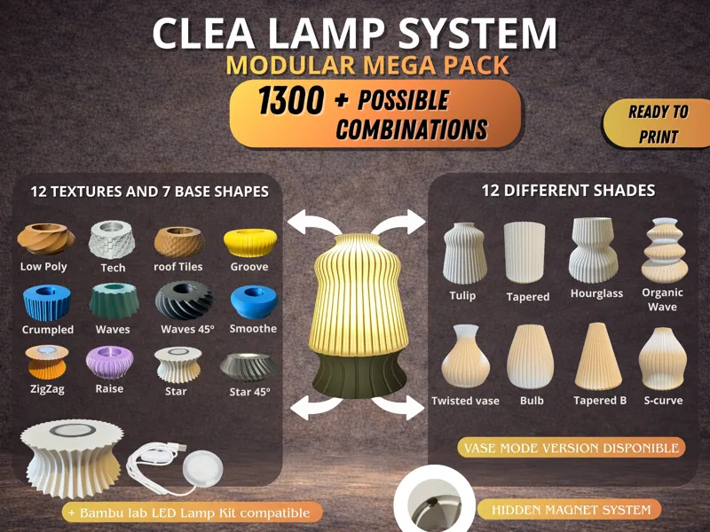 Clea Lamp System–Groove Texture| Modular Mega Pack