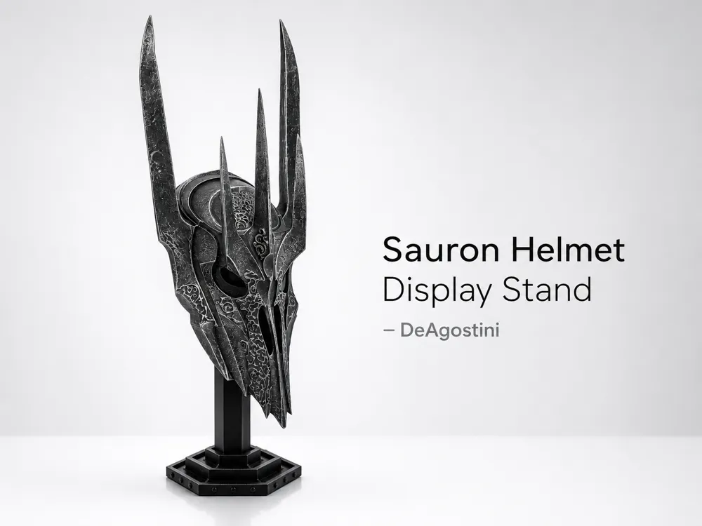 Pieza para disfraz o exhibición: Sauron Helmet Display Stand – DeAgostini. Referencia del modelo original.