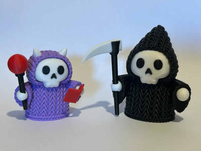 Cute Knitted Grim Reaper & Wizard 