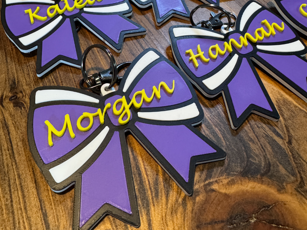 Customizable Cheer Bow Keychain / Bag Tag