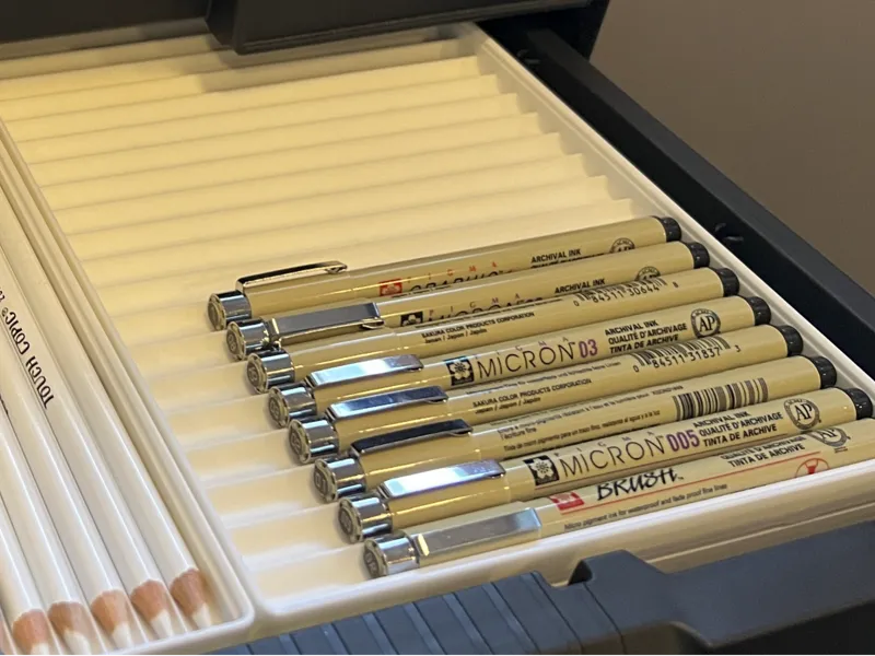 Pen Tray - 10.5 MM Diameter Slots - Gridfinity 4x6