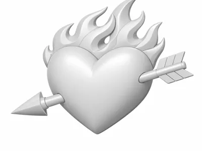 Flaming pierced heart