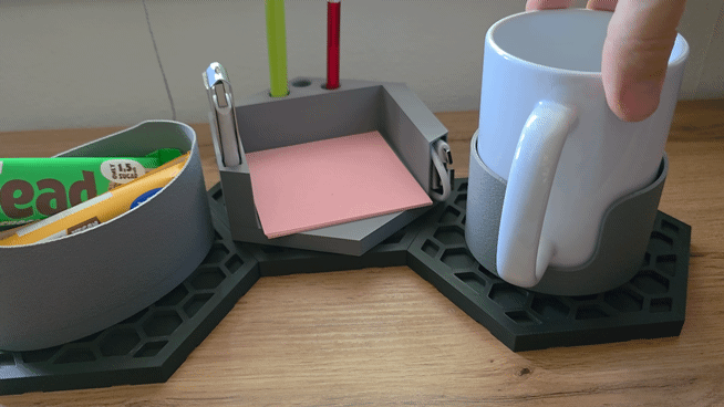 Modular Hex-Desk Cupholder