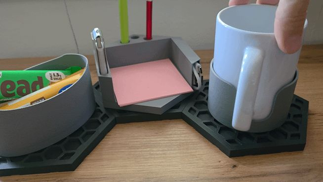 Modular Hex-Desk Cupholder