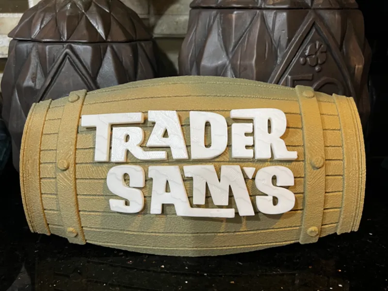 TRADER SAM'S ENCHANTED TIKI ROOM BARREL SIGN