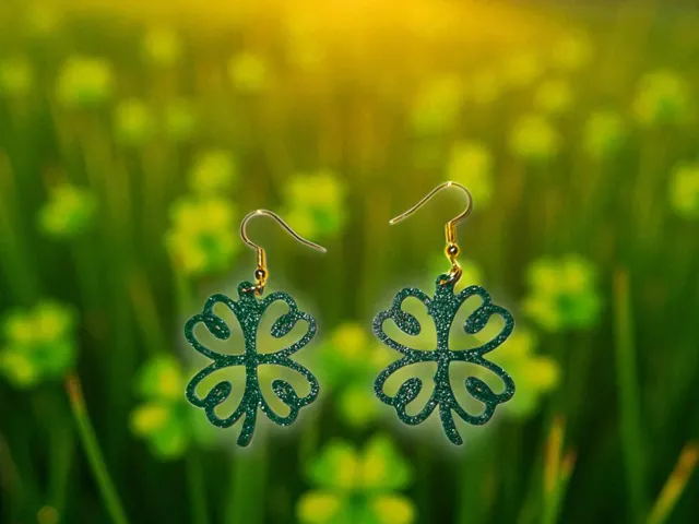 Four-leaf clover of lines earrings
