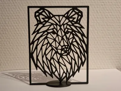 Collie Line Art / Geometric + Stand
