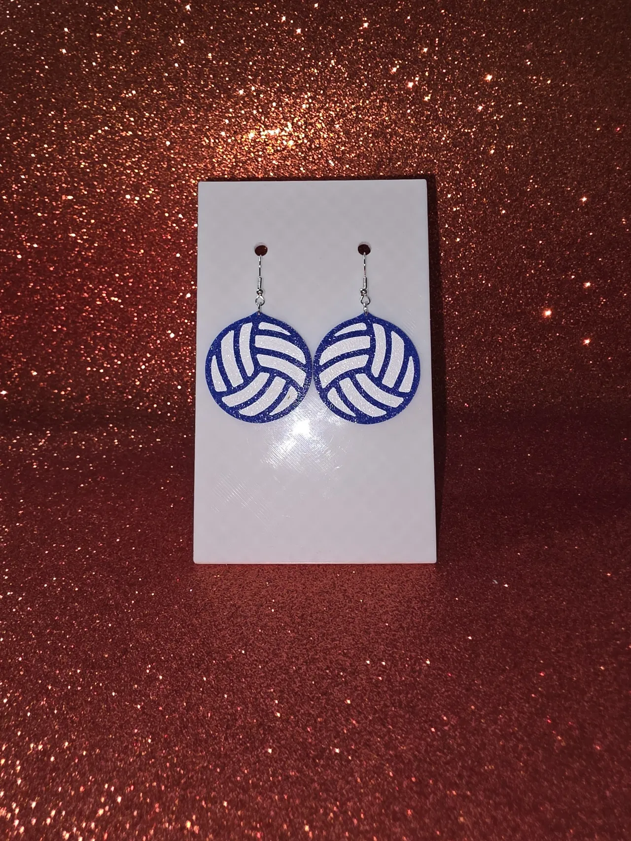 Volleyball ball earrings view 2
