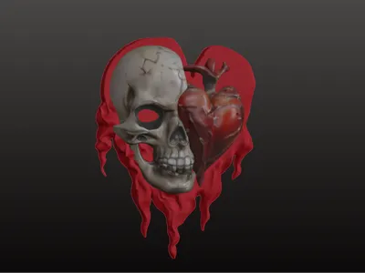 Heart and skull wall hanger