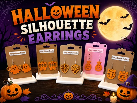 Pendientes: Halloween Silhouette Earrings – 5 Designs — referencia de MakerWorld