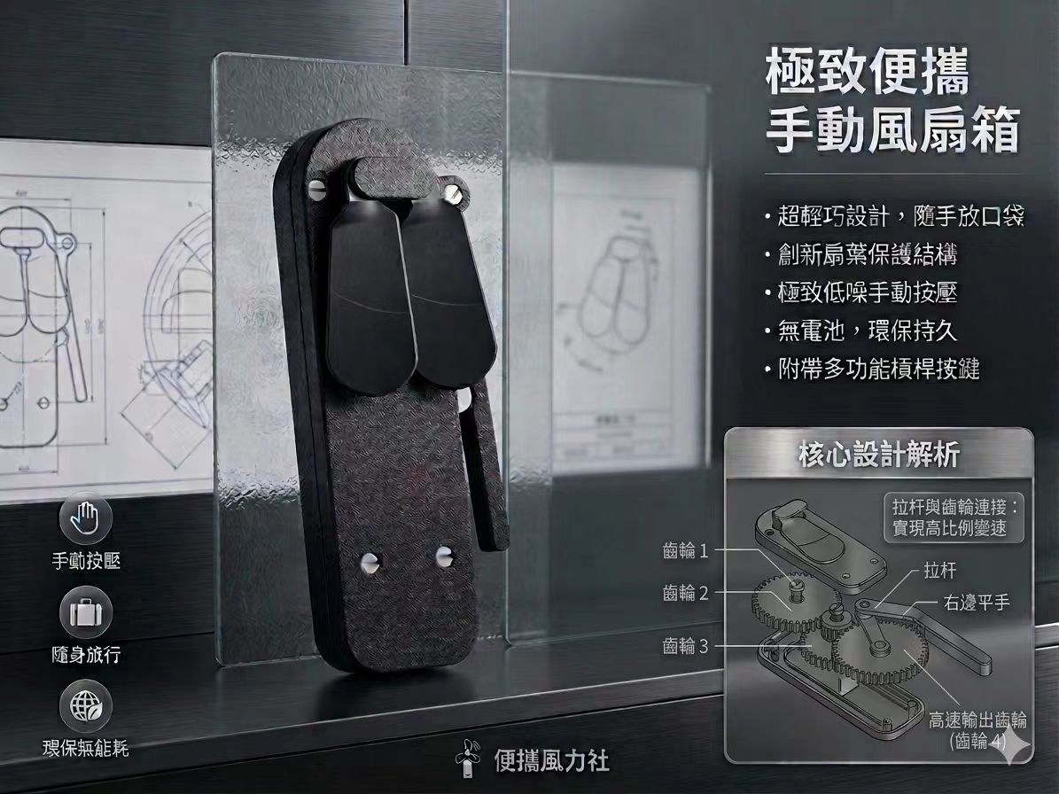 Miniatura 1 do modelo 3D 便携式口袋风扇Fan（风力强劲可折叠）