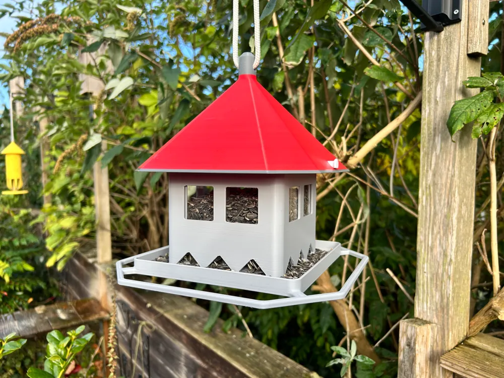 Bird feeder with a large feed storage hopper - Free 3D Print Model ...