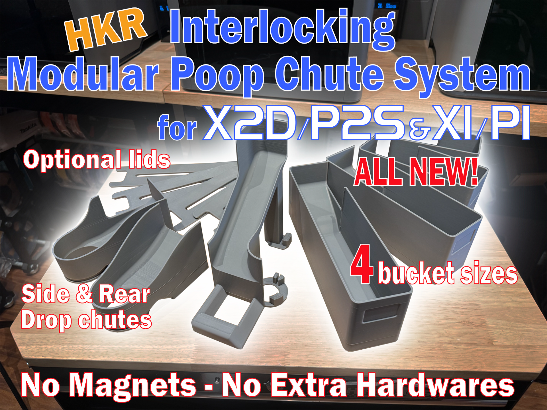 HKR X2D/P2S / X1/P1 POOP CHUTE - NO EXTRA HARDWARE