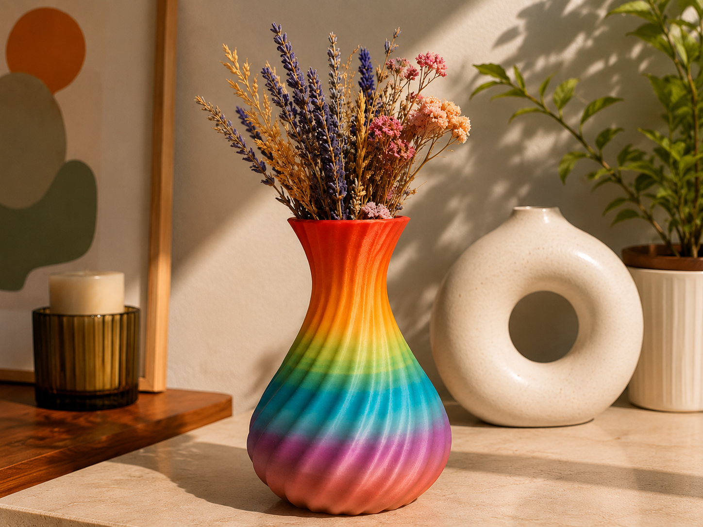 Big Rainbow Twist Vase