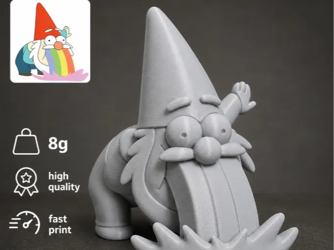 Adorno temático: Gnome Gravity Falls. Referencia del modelo original.