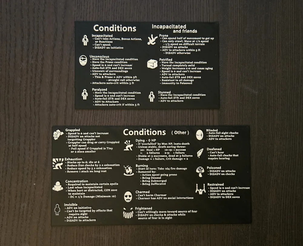 Dnd Condition Reference DnD Conditions Quick Reference Cards - Free 3D Print Model - MakerWorld