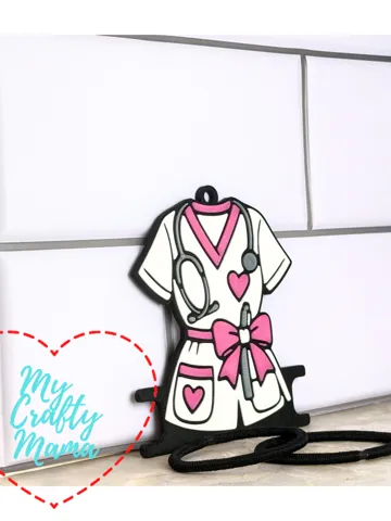 Accesorio para sujetar ligas de cabello: Nurse scrubs hair tie keychain — vista de referencia 2