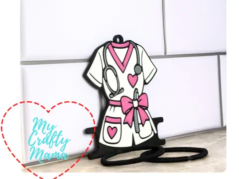 Accesorio para sujetar ligas de cabello: Nurse scrubs hair tie keychain — referencia de MakerWorld