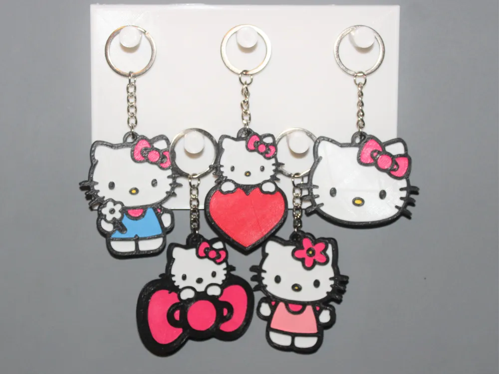 Hello Kitty keychain set of 5 - Free 3D Print Model - MakerWorld