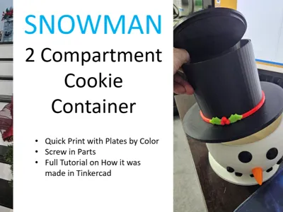 Snowman Cookie Container  with Screw in Parts