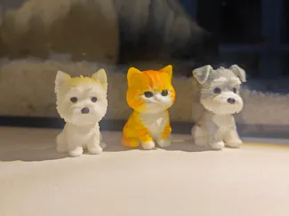Q版微缩小动物系列（西高地、短毛猫、雪纳瑞）