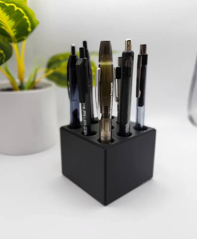 Sleek Modern Pen Cube desktop display for 9 pens