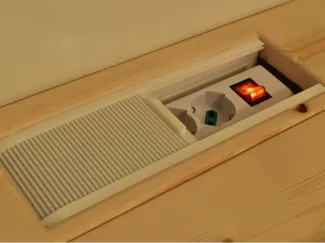 sliding door covered power strip