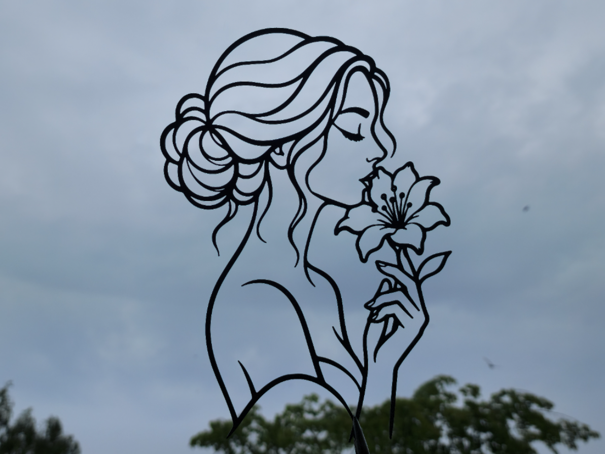 Elegant Woman with Lily Wall Art