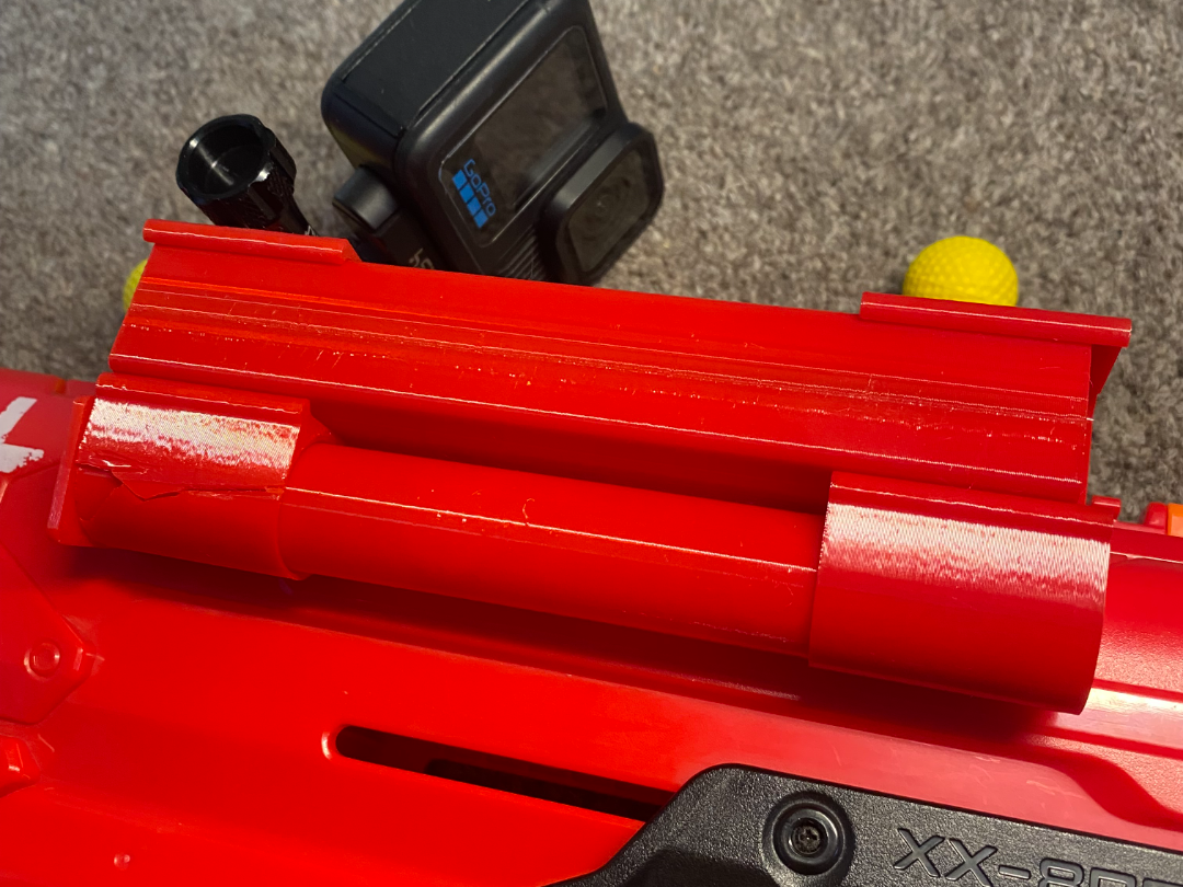 Nerf rival speed loader+gopro picatinny mount.