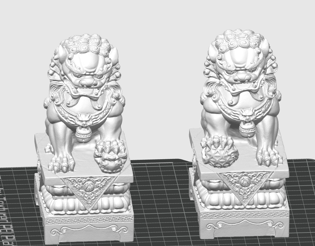 Miniatura 1 do modelo 3D 中国石狮子摆件，精雕刻
